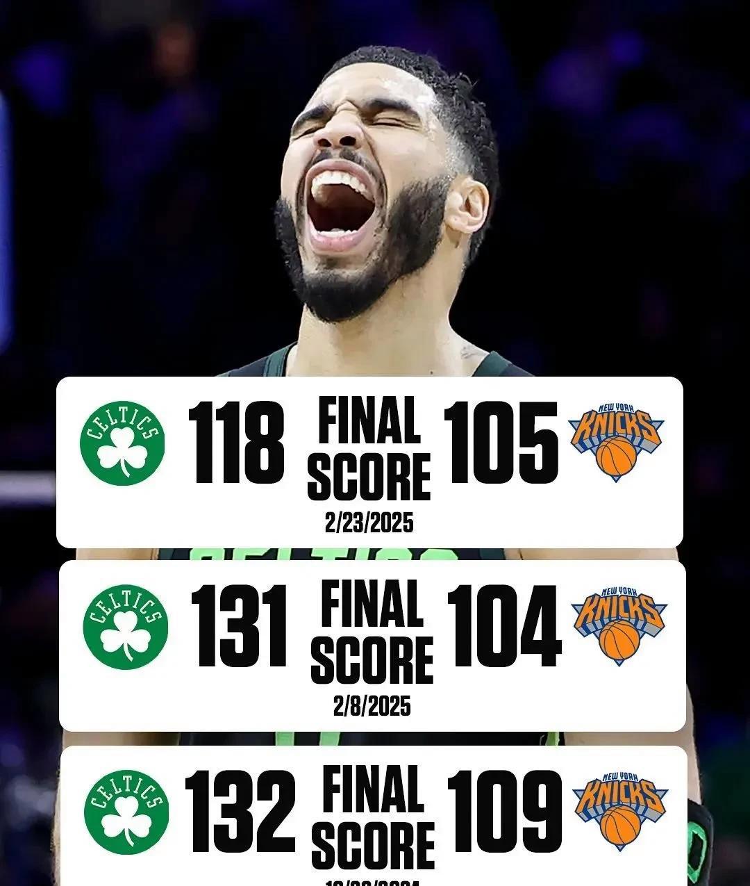 关于凯尔特人击败尼克斯，取得三连胜的信息